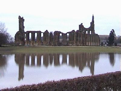 Byland Abbey from the road into Wass