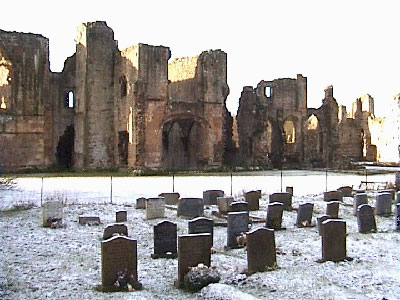 Easby Abbey from the graveyard in the church
