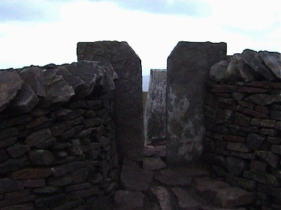The triangulation point through the gap in the wall