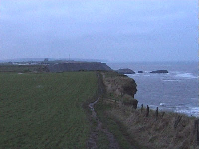 Coastal path with Whitby Abbey visible on the horizon