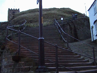 The 199 steps back up to the church