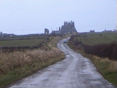 View back down the road to Whitby Abbey
