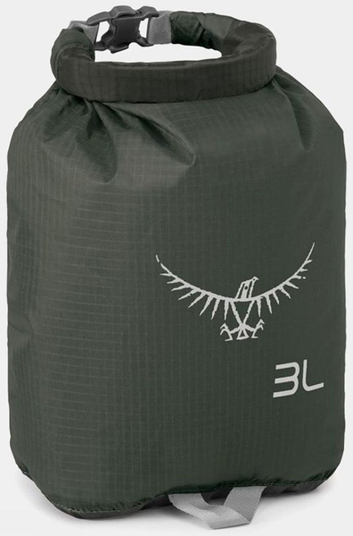 Sac étanche Osprey Ultralight DrySack 3L - Vert Tundra - Forme Rectangulaire, Fermeture à Enroulement