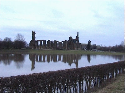 Byland Abbey from the road into Wass