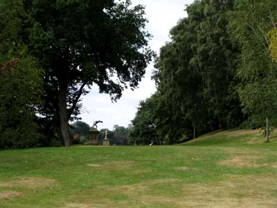 Looking along the wide grassy path from the Temple of the Four Winds