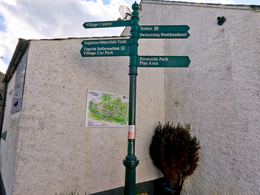 The Ingleton information board in 'the square' in Ingleton