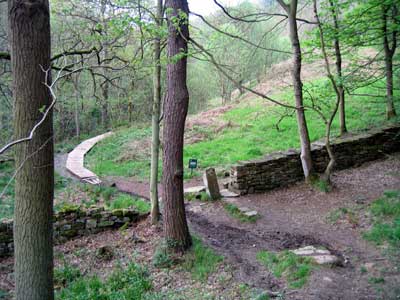 The path through the gap in the wall